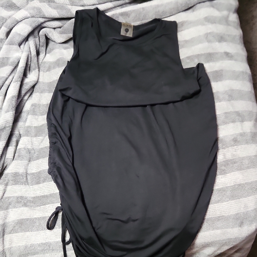 Black Sleeveless Ruched Top